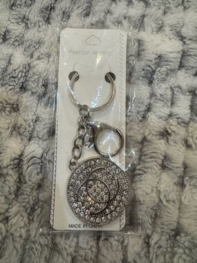 Silver Crystal Disc Keychain - Fashion Jewelry